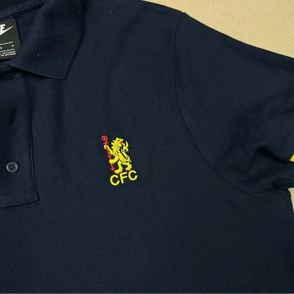 Nike Chelsea FC Polo Shirt Mens Large Blue Yellow Core Matchup Short Sleeve - Picture 5 of 10